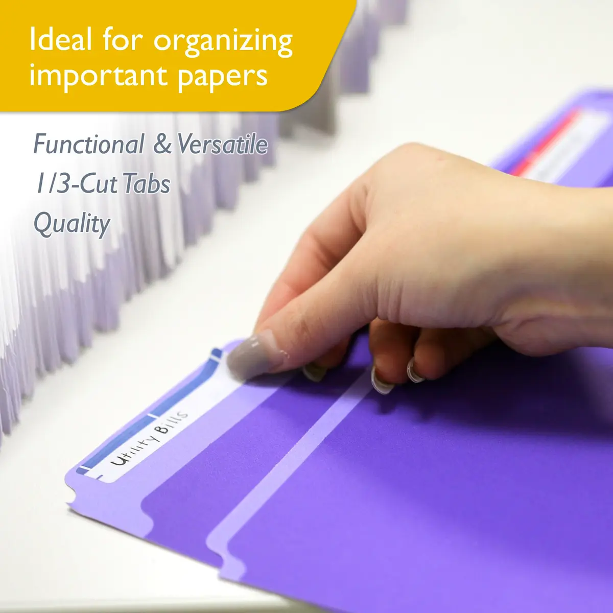 BAZIC PRODUCTS Color File Folders, Letter Size, 1/3-Cut Tabs, Assorted Colors (6-Count), 4-Pack | Organize Documents with Staggered Tabs - view 3