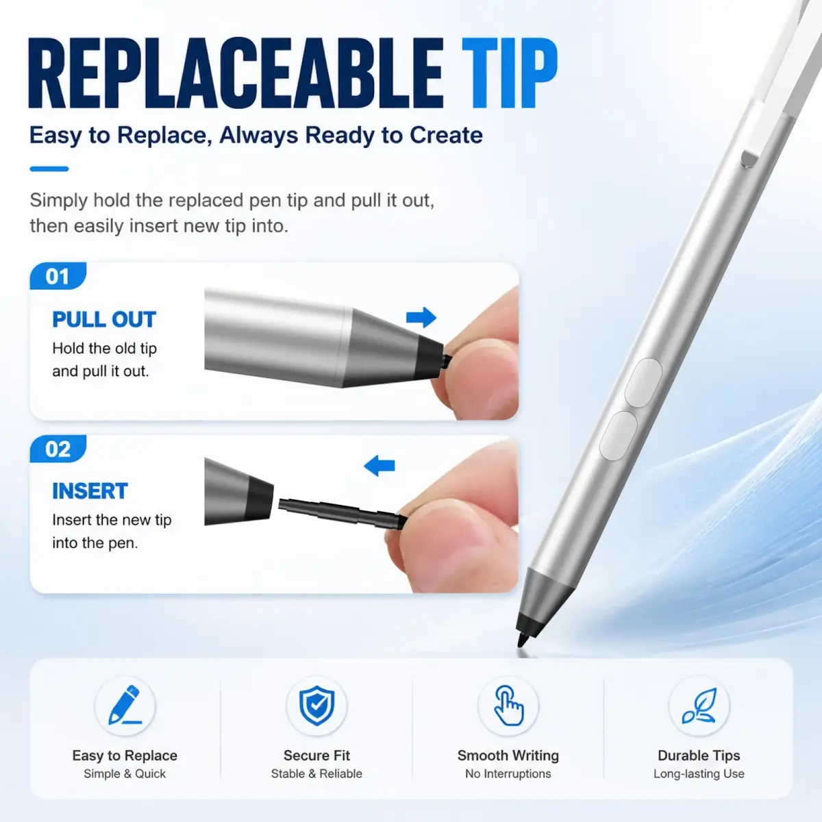 ANYQOO Active Stylus Pen for HP Laptops | 1024 Pressure Levels, 300-Day Battery, MPP 1.51 - view 7