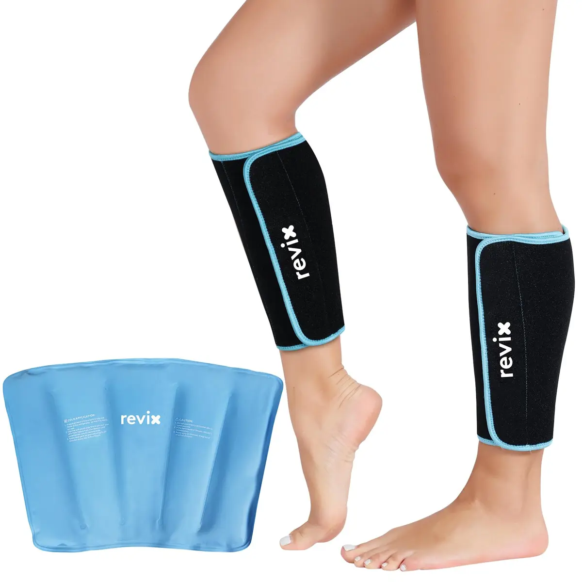 REVIX Calf and Shin Ice Pack Wraps 2 Pack | Reusable Leg Cold Packs for Shin Relief - main product image