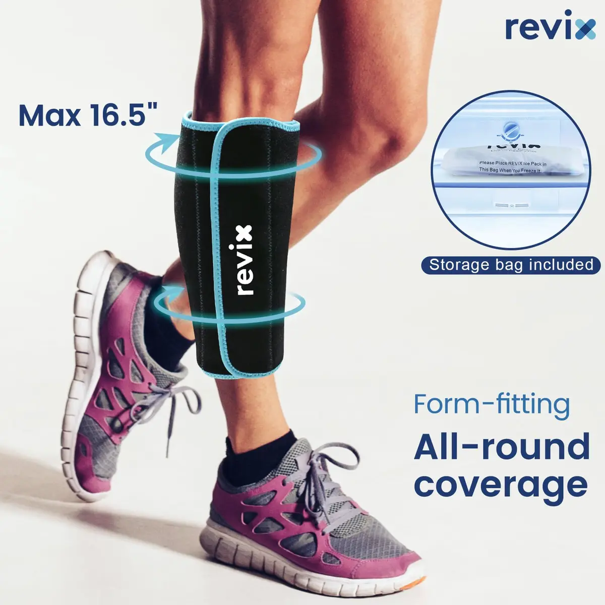 REVIX Calf and Shin Ice Pack Wraps 2 Pack | Reusable Leg Cold Packs for Shin Relief - view 5
