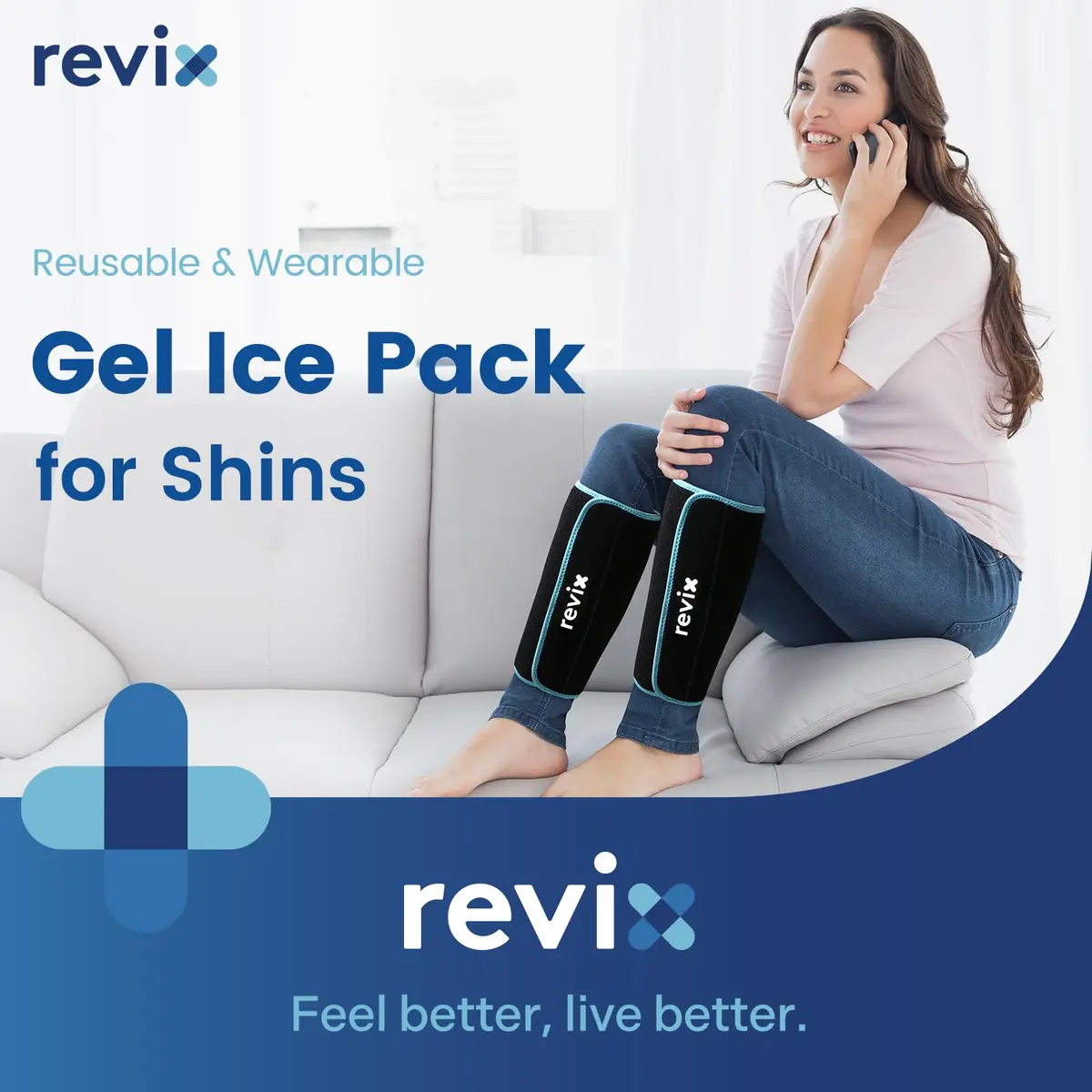 REVIX Calf and Shin Ice Pack Wraps 2 Pack | Reusable Leg Cold Packs for Shin Relief - view 2