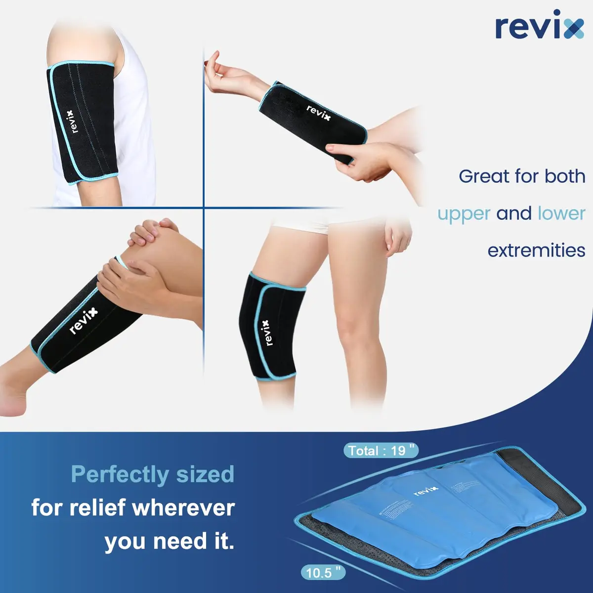 REVIX Calf and Shin Ice Pack Wraps 2 Pack | Reusable Leg Cold Packs for Shin Relief - view 4