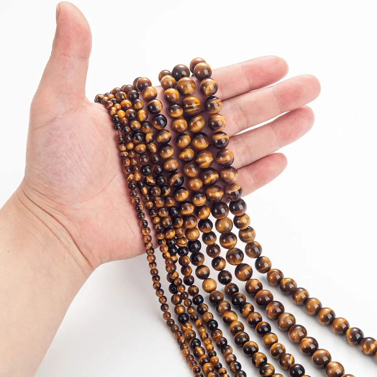 TOSCALINA Natural Beads 8mm Yellow Tiger Eye | Gemstone Jewelry Craft Bead - view 5