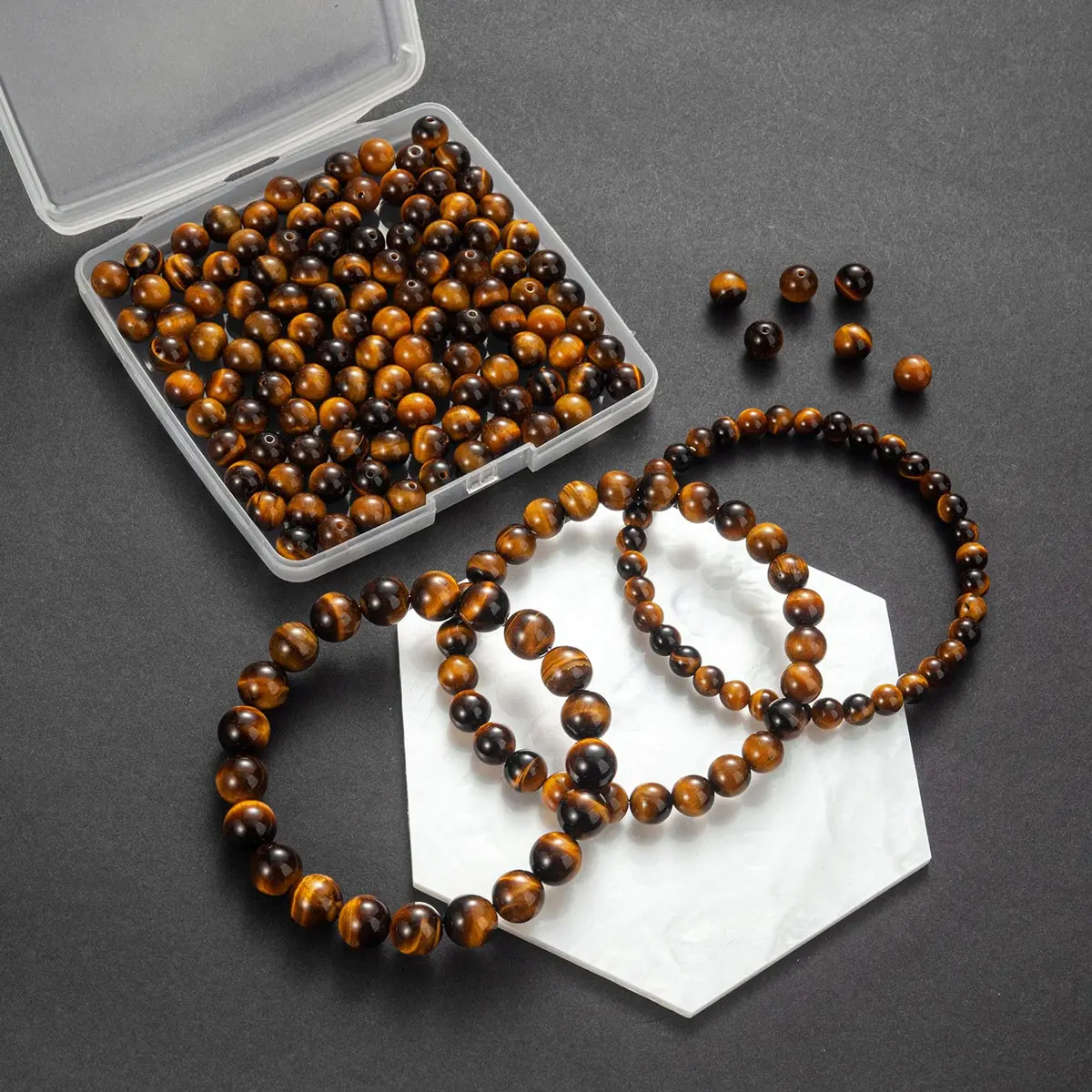 TOSCALINA Natural Beads 8mm Yellow Tiger Eye | Gemstone Jewelry Craft Bead - view 6