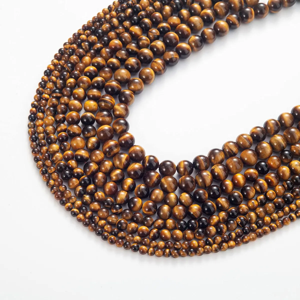 TOSCALINA Natural Beads 8mm Yellow Tiger Eye | Gemstone Jewelry Craft Bead - view 4