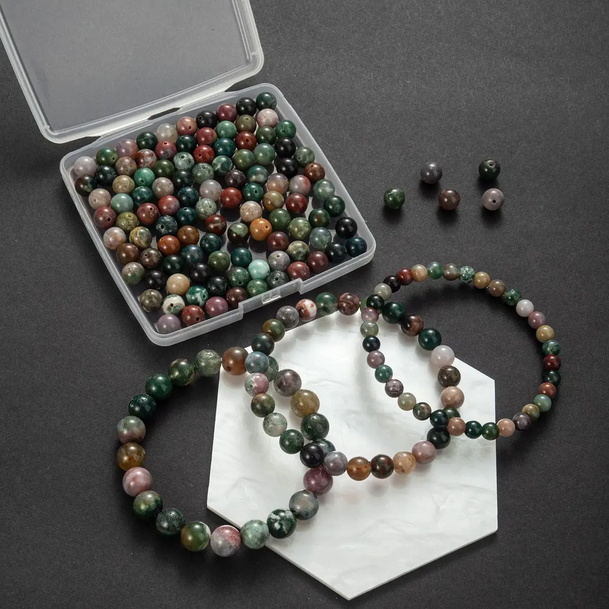 TOSCALINA Natural Indian Agate Beads 8mm | Handmade Jewelry Supplies for Crafts & DIY - view 6