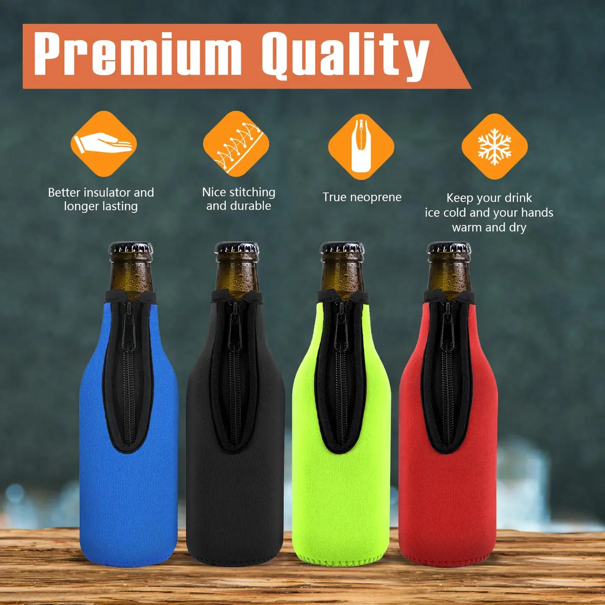 TOPOKO Beer Bottle Insulator Sleeve Set of 12 | Vibrant Neoprene Bottle Jackets for 12 oz Bottles - view 2