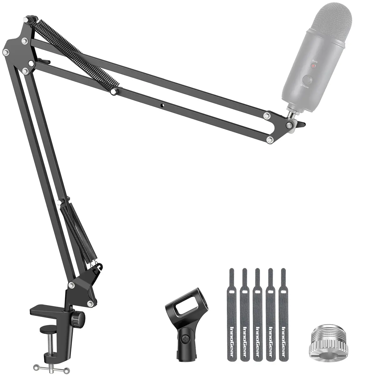 InnoGear Microphone Arm Stand for Podcast & Singing | Adjustable Steel Boom, Black - main product image
