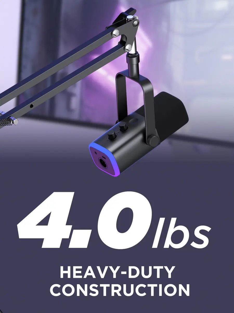 InnoGear Microphone Arm Stand for Podcast & Singing | Adjustable Steel Boom, Black - view 6