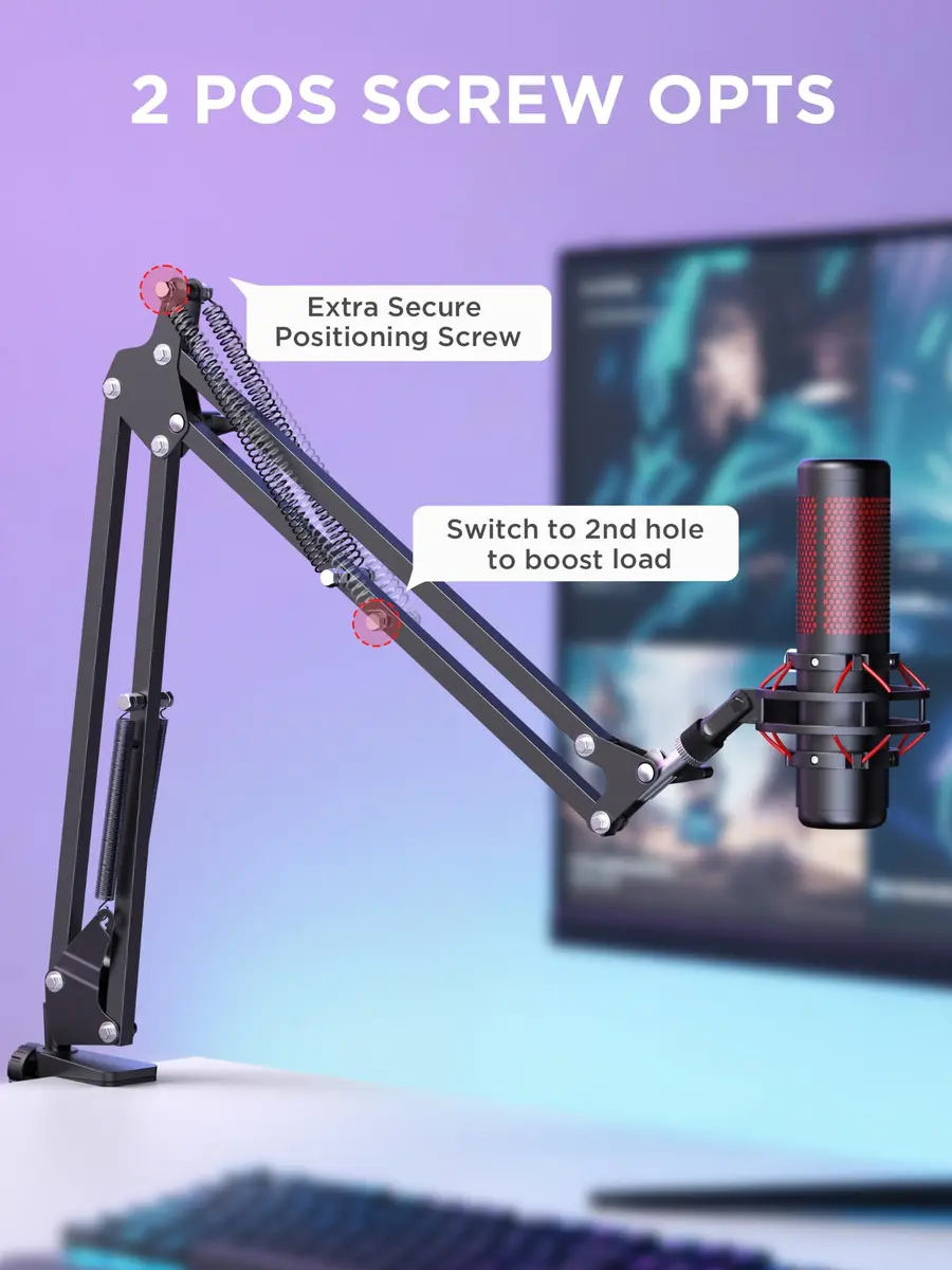 InnoGear Microphone Arm Stand for Podcast & Singing | Adjustable Steel Boom, Black - view 9