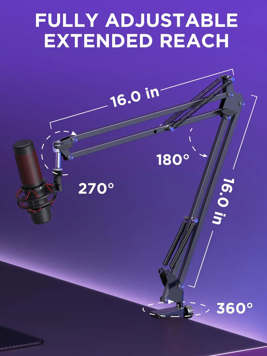InnoGear Microphone Arm Stand for Podcast & Singing | Adjustable Steel Boom, Black - view 3