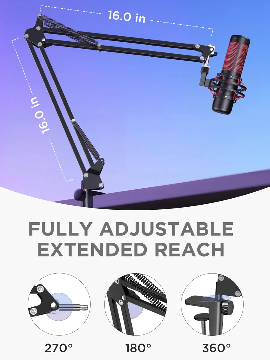 InnoGear Microphone Arm Stand for Podcast & Singing | Adjustable Steel Boom, Black - view 4