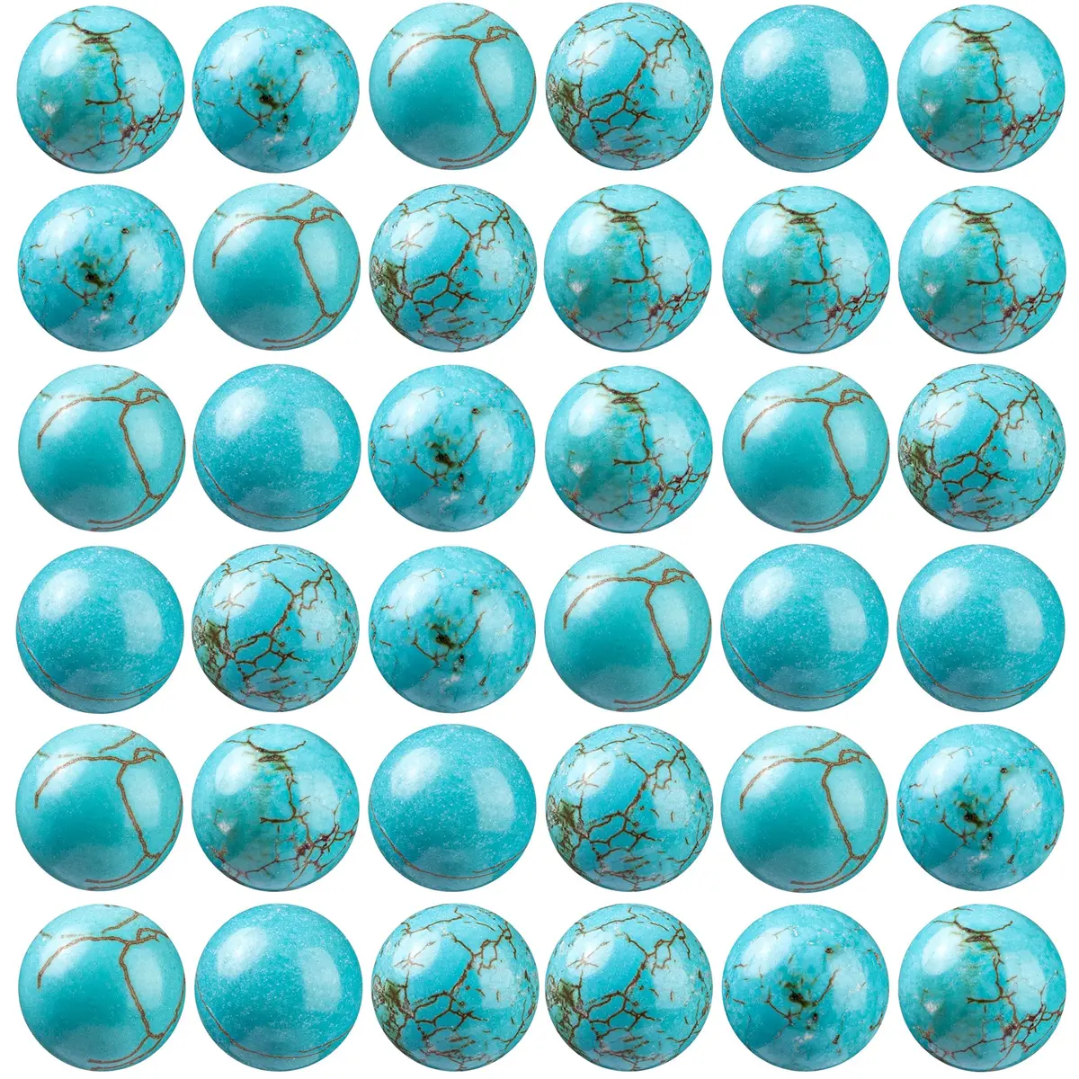 TOSCALINA Natural Stone Beads 8mm Turquoise Round Gemstone Loose Beads with Elastic Bracelet String for Bracelets Necklace Jewelry Making - main product image