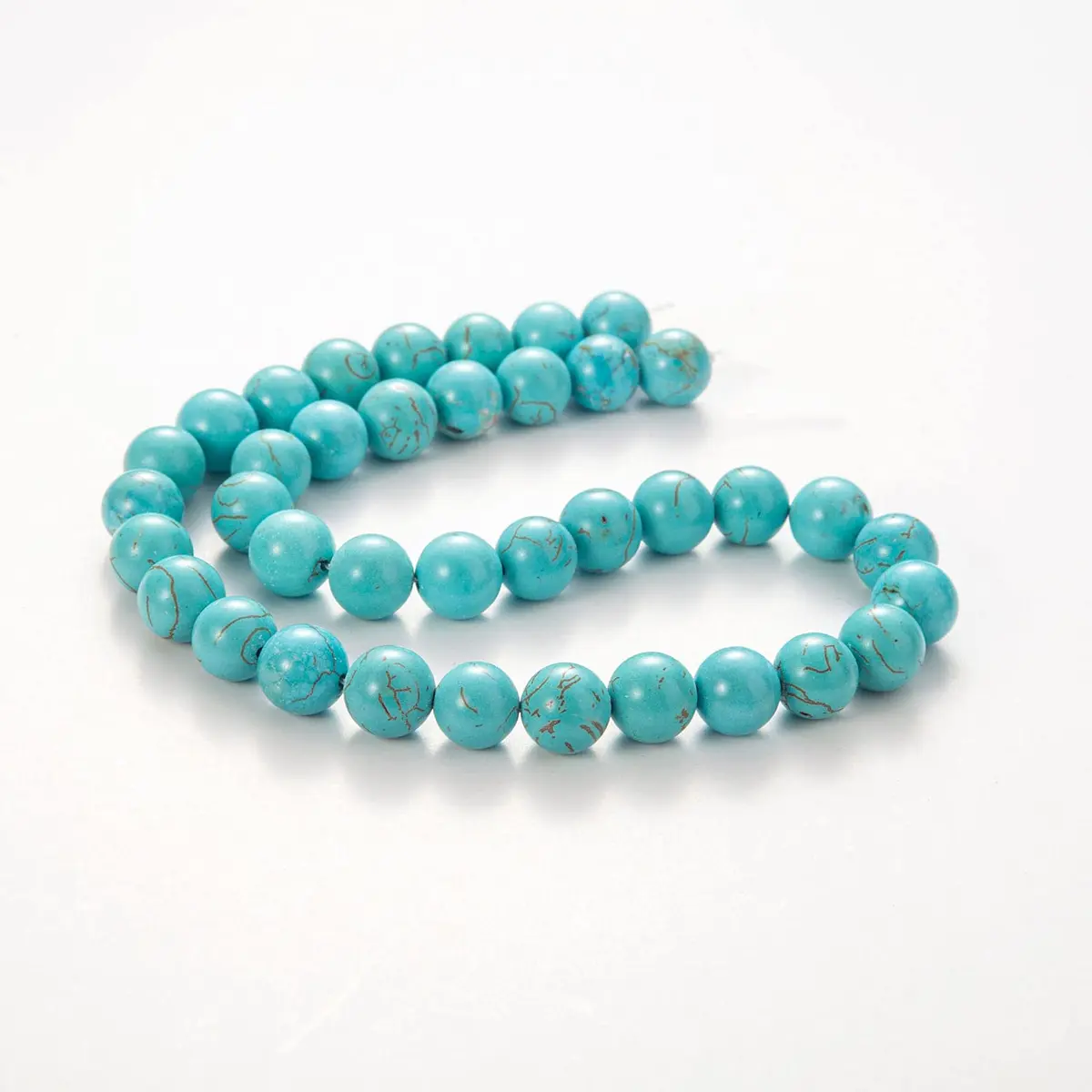 TOSCALINA Natural Stone Beads 8mm Turquoise Round Gemstone Loose Beads with Elastic Bracelet String for Bracelets Necklace Jewelry Making - view 2