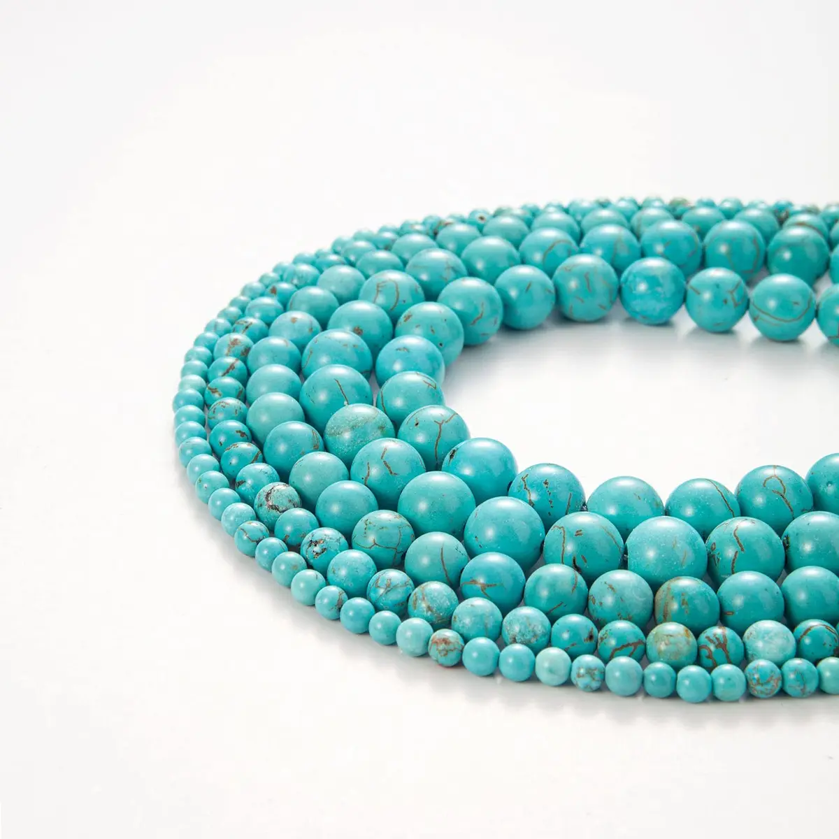TOSCALINA Natural Stone Beads 8mm Turquoise Round Gemstone Loose Beads with Elastic Bracelet String for Bracelets Necklace Jewelry Making - view 3
