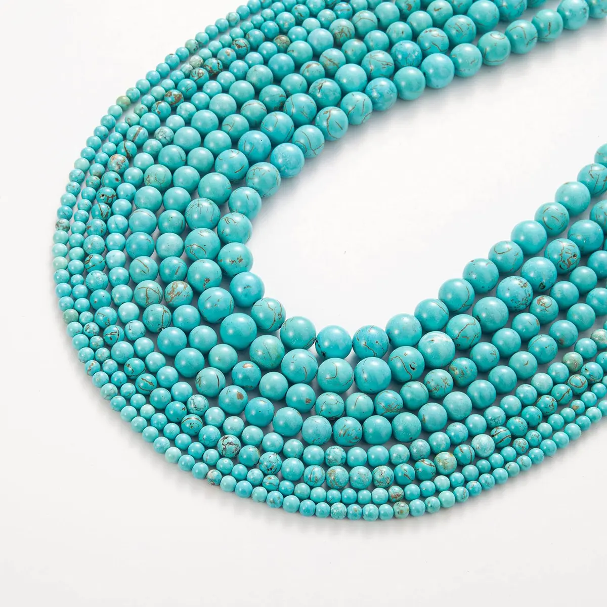 TOSCALINA Natural Stone Beads 8mm Turquoise Round Gemstone Loose Beads with Elastic Bracelet String for Bracelets Necklace Jewelry Making - view 4