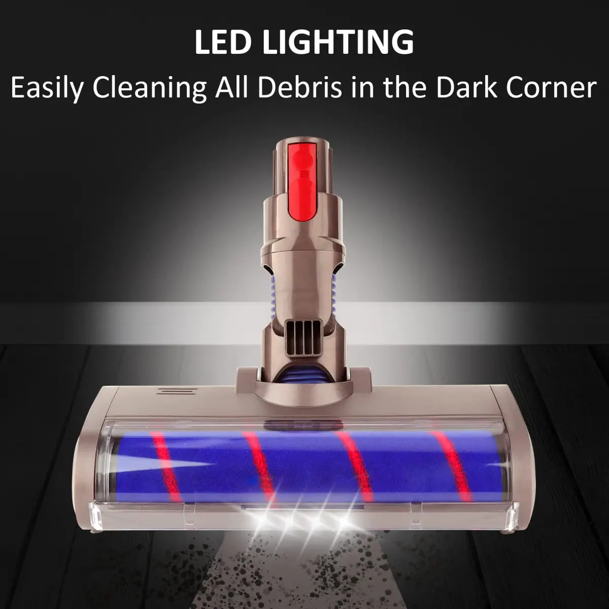 PULINKAI Soft Roller Cleaner Head for Dyson V7 V8 V10 V11 V15 Vacuum | LED Headlight for Spot Stains - view 5