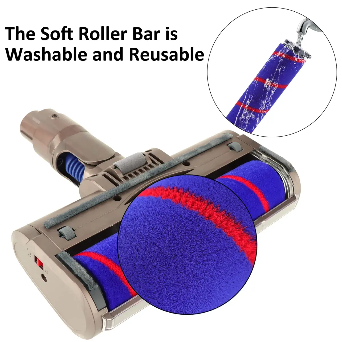 PULINKAI Soft Roller Cleaner Head for Dyson V7 V8 V10 V11 V15 Vacuum | LED Headlight for Spot Stains - view 6