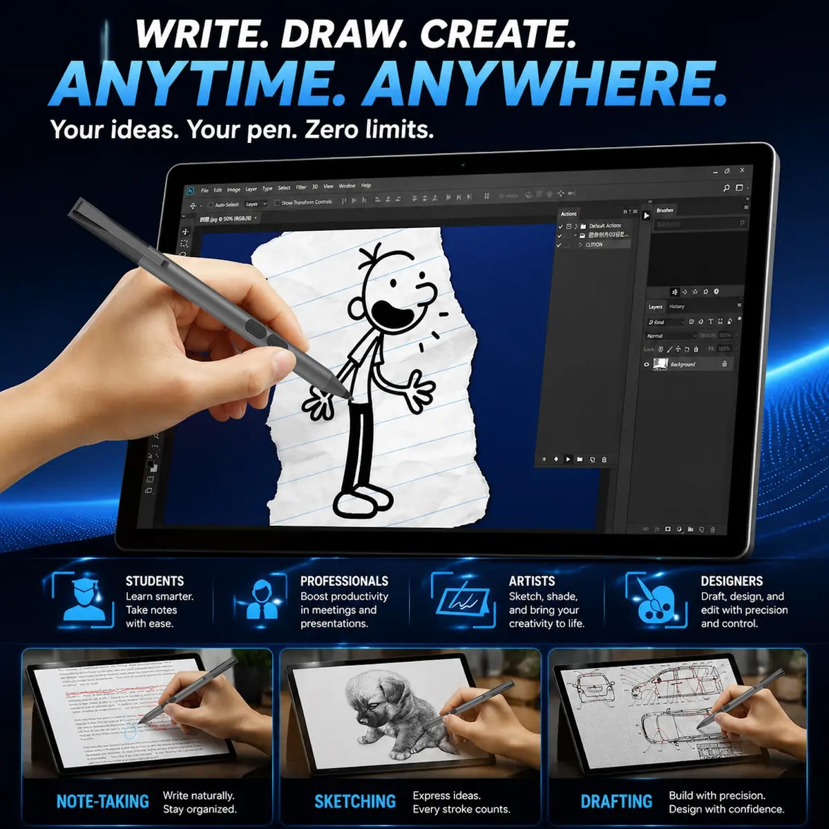 ANYQOO Active Stylus Pen for HP Omnibook Envy x360 Spectre Pavilion 1024 Pressure Levels | 300-Day Battery Life - view 8
