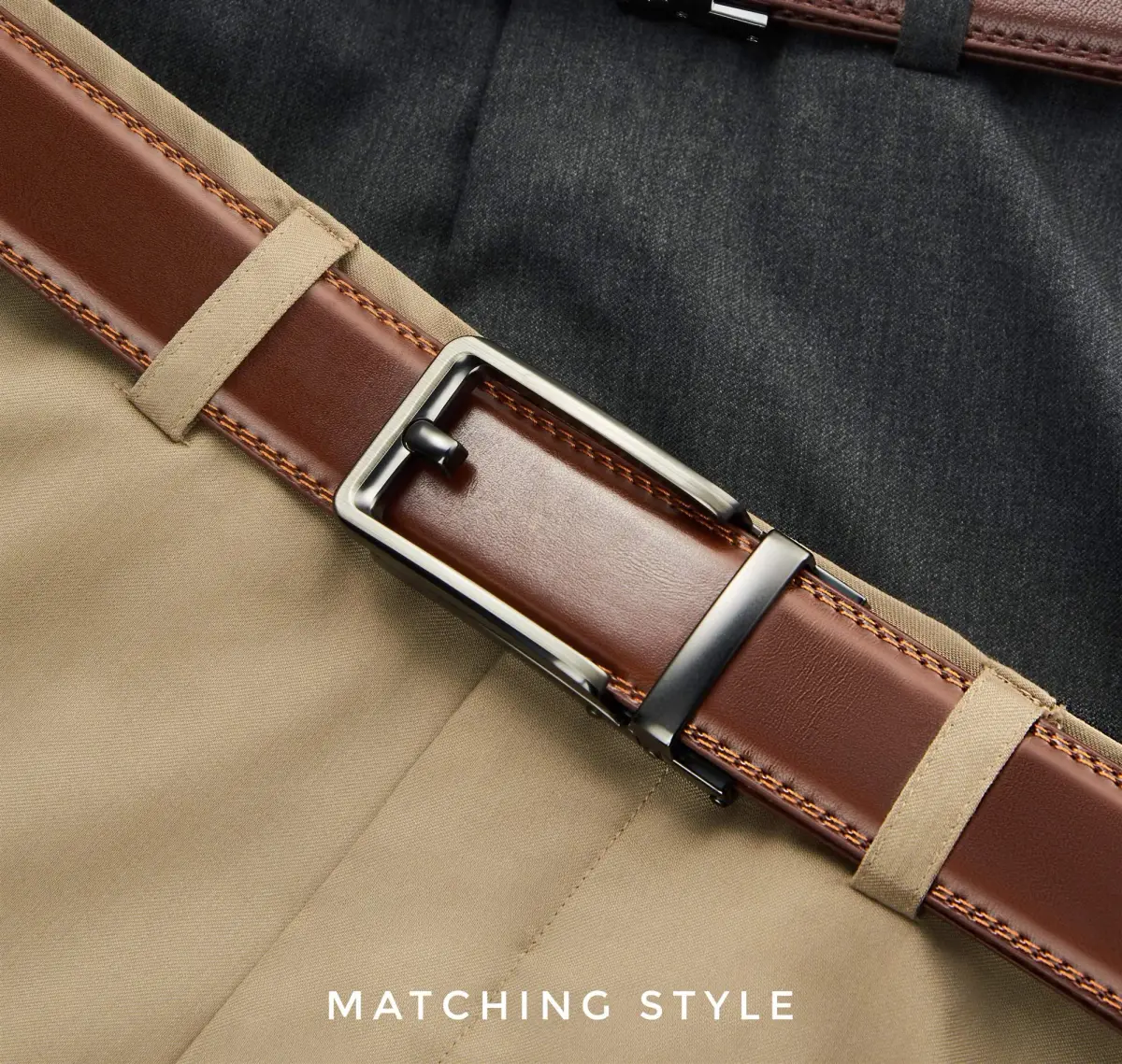 CHAOREN Click Belt Men - 1 3/8" Genuine Leather Ratchet Belt for Dress Casual, 35cm (32"-38" Waist Adjustable) - view 5
