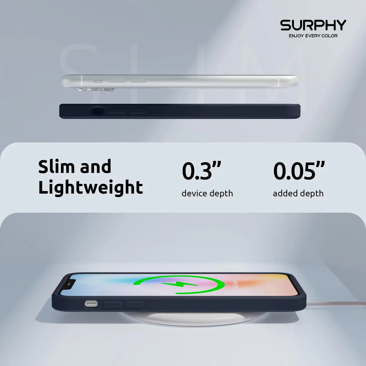 SURPHY Liquid Silicone Case for iPhone 11 6.1 inches, Midnight Blue | Straight Edge Design with Camera Protection - view 6