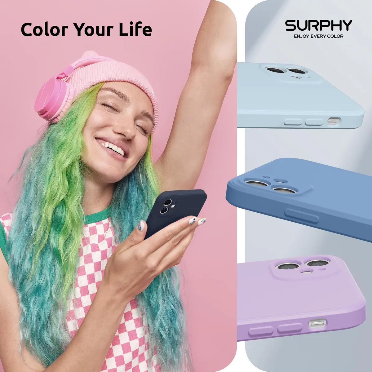 SURPHY Liquid Silicone Case for iPhone 11 6.1 inches, Midnight Blue | Straight Edge Design with Camera Protection - view 7