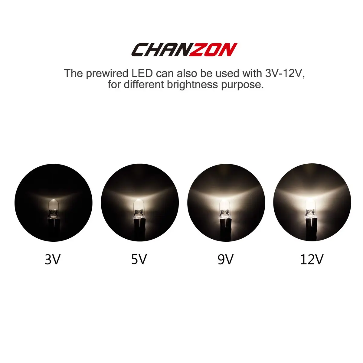 CHANZON 20 pcs Pre-Wired 5mm Warm White LED Diode Lights (DC 12V) | Ultrabright 14000-16000 mcd - view 4