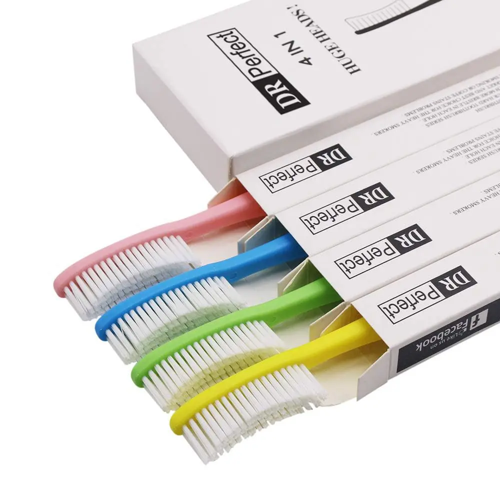 DR PERFECT Extra Hard & Firm Toothbrush Large Long Head Whitening Pack of 4 | Firm Bristle Toothbrush - view 2