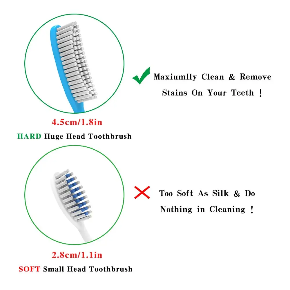 DR PERFECT Extra Hard & Firm Toothbrush Large Long Head Whitening Pack of 4 | Firm Bristle Toothbrush - view 3