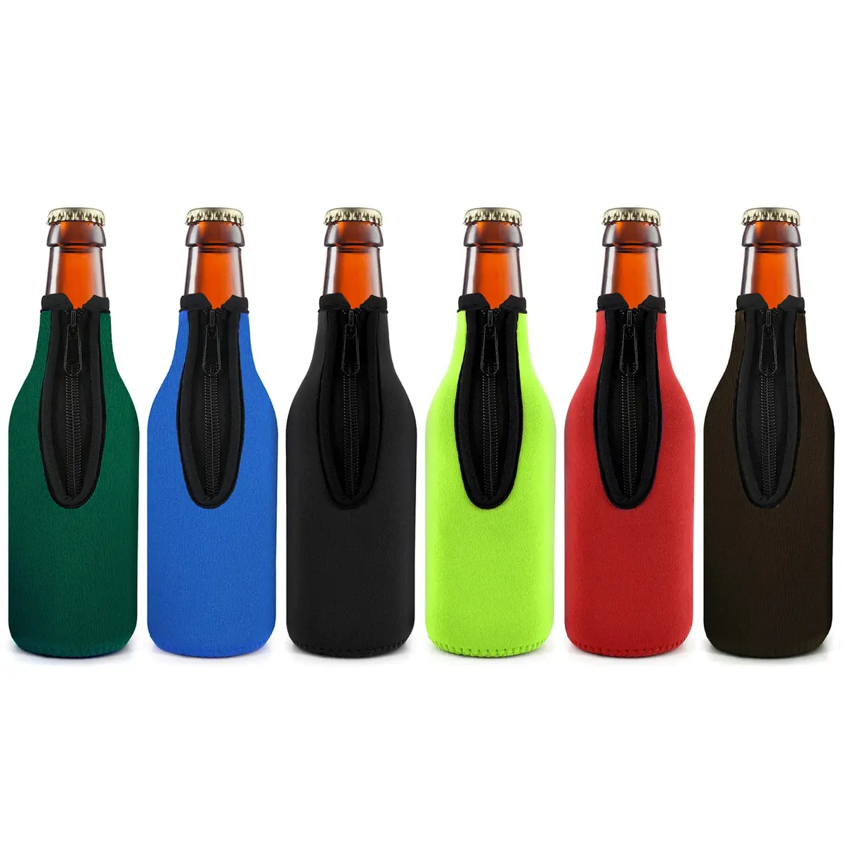 TOPOKO Beer Bottle Insulator Sleeve Set 12 oz | Vibrant Neoprene Bottle Jackets (set of 6) - main product image
