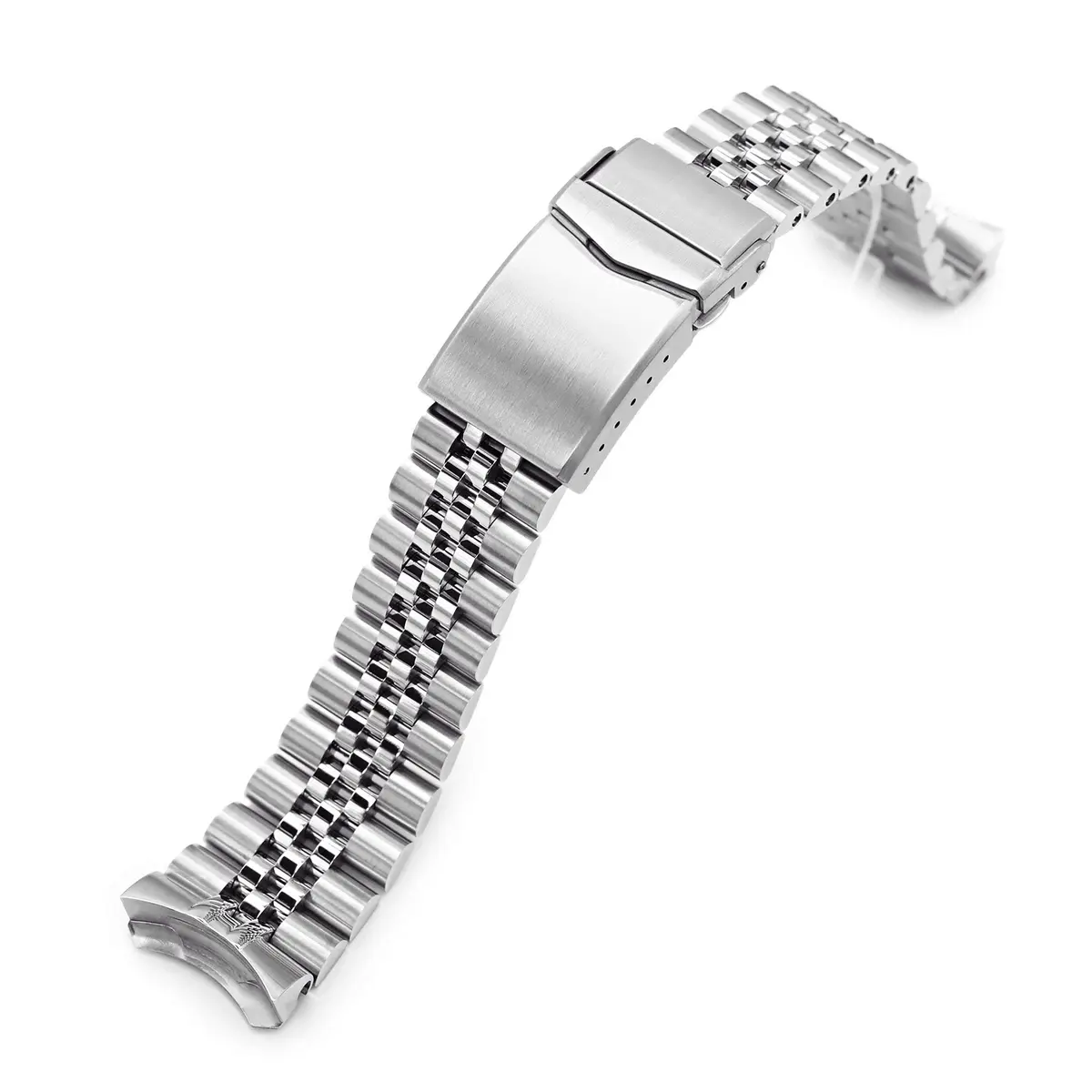 MiLTAT 22mm Brushed Stainless Steel Watch Band compatible with Seiko 5 SRPD Series | Curved End, V-Clasp, 83g - main product image