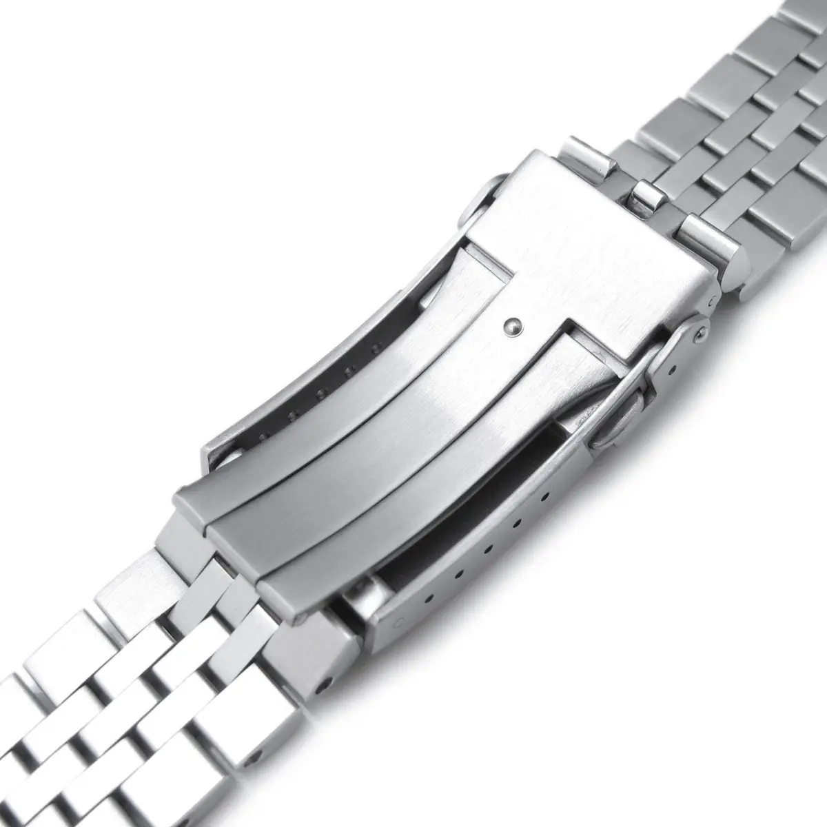 MiLTAT 22mm Brushed Stainless Steel Watch Band compatible with Seiko 5 SRPD Series | Curved End, V-Clasp, 83g - view 5