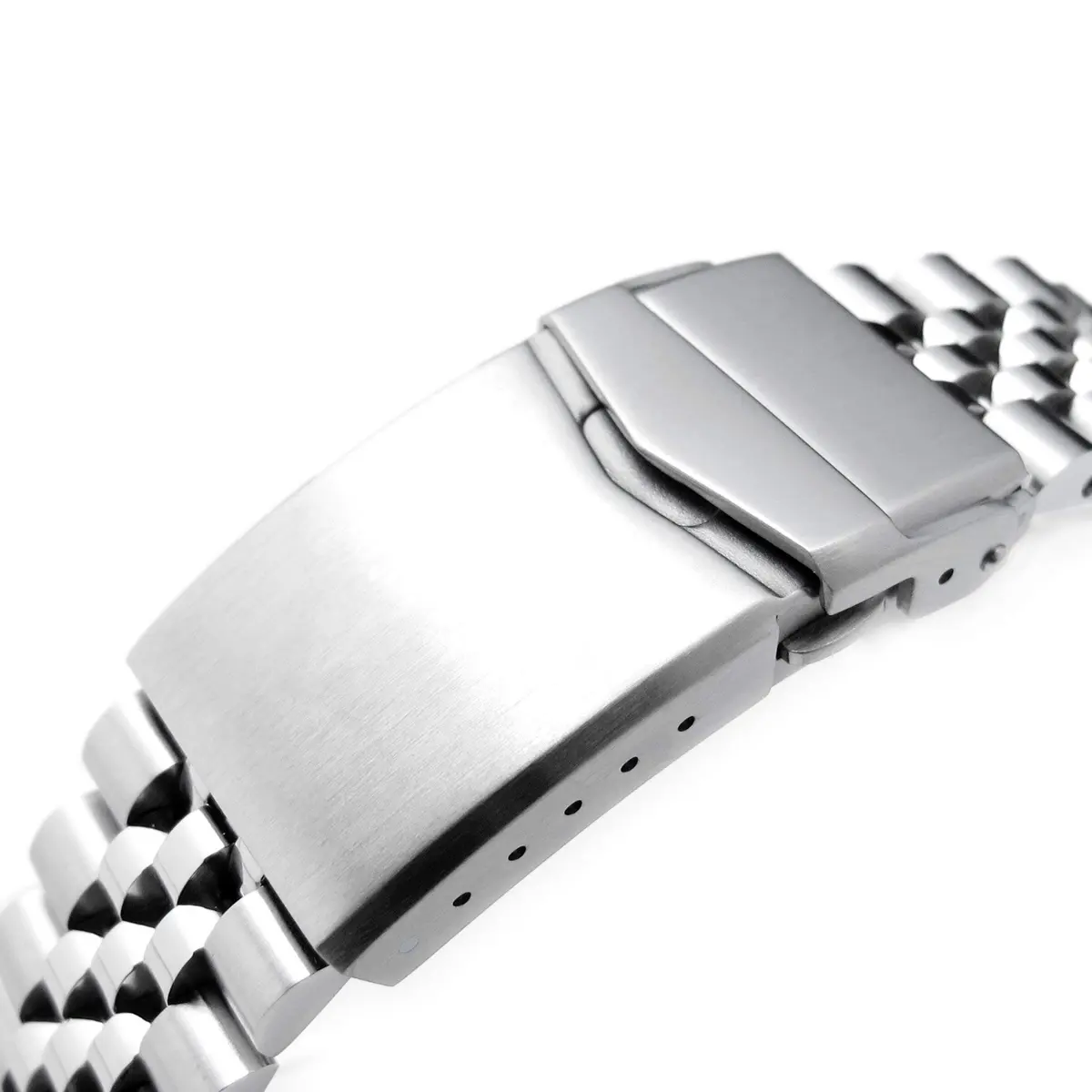 MiLTAT 22mm Brushed Stainless Steel Watch Band compatible with Seiko 5 SRPD Series | Curved End, V-Clasp, 83g - view 2