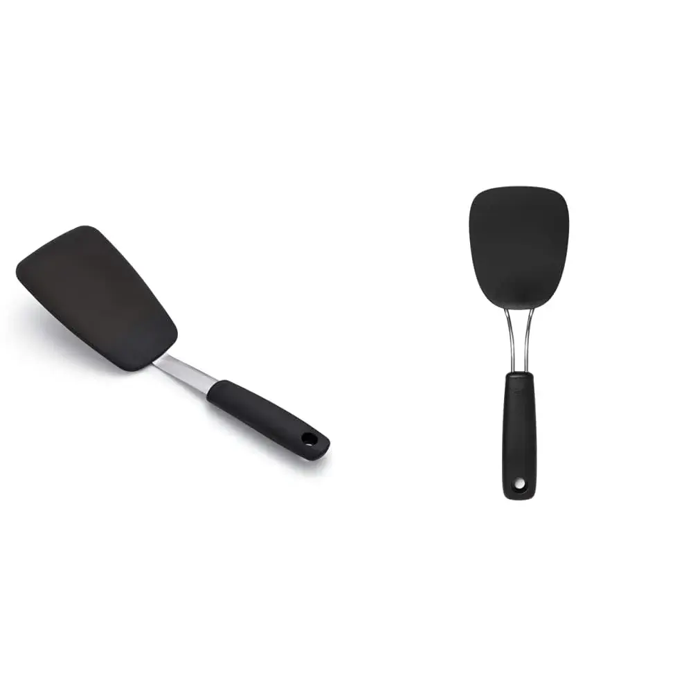 OXO Good Grips Large Silicone Flexible Turner & Nylon Turner, Black | Heat-Resistant & Non-Stick Safe - main product image