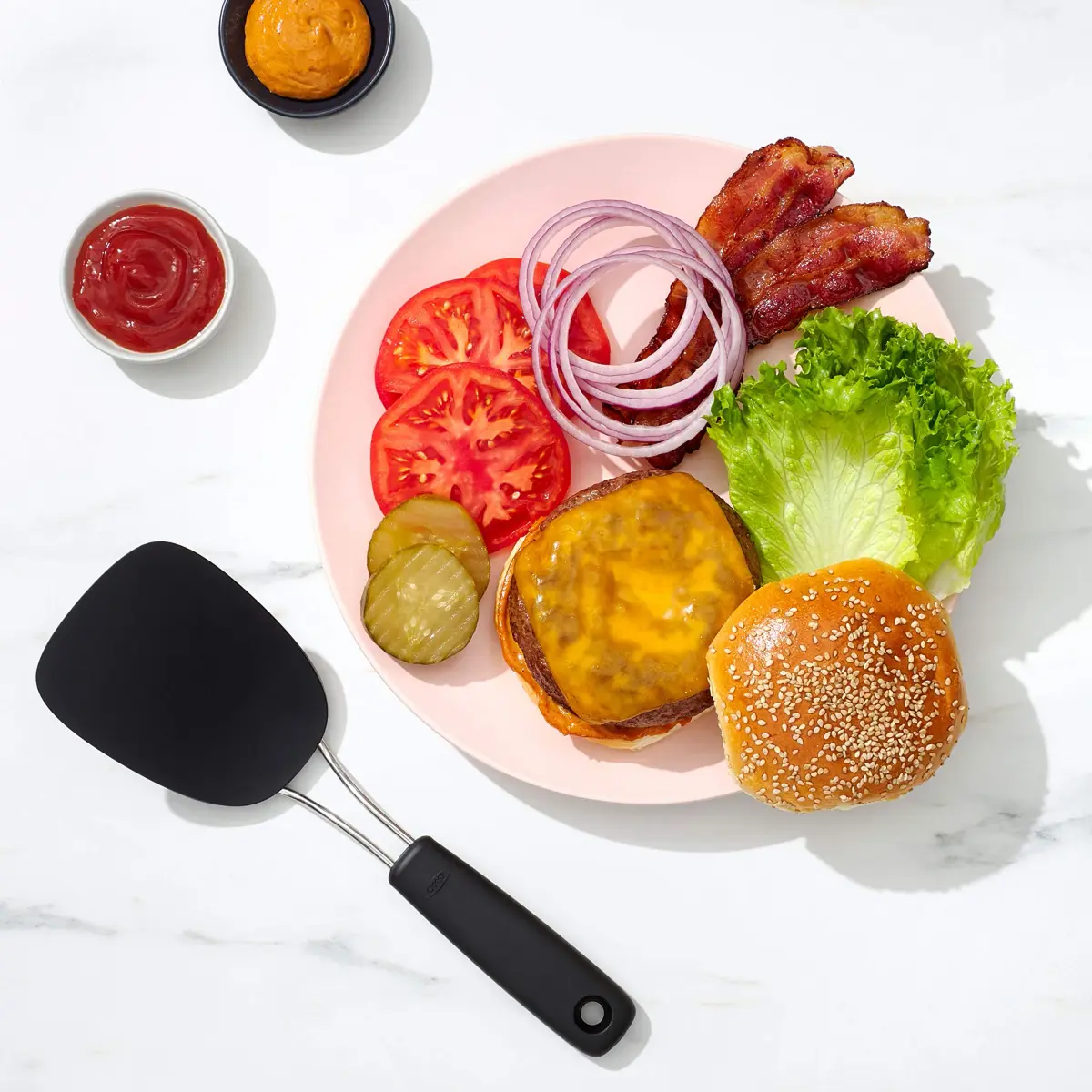 OXO Good Grips Large Silicone Flexible Turner & Nylon Turner, Black | Heat-Resistant & Non-Stick Safe - view 7