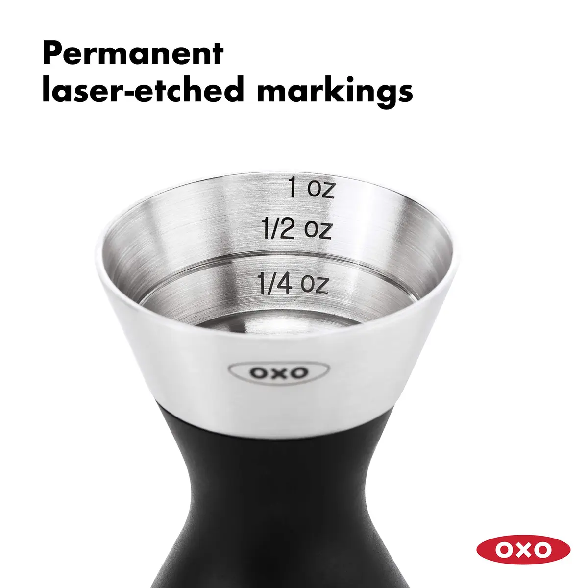 OXO SteeL Cocktail Shaker 24 oz & Double Jigger | Leak-Proof Stainless Steel Bar Set - view 6
