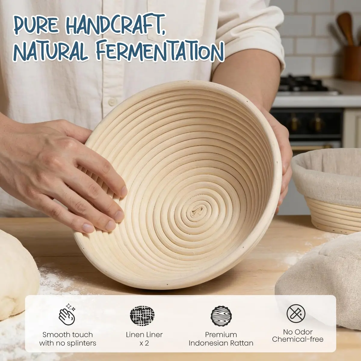 Rorecay Sourdough Starter Kit with Banneton Bread Proofing Baskets | Artisan Bread Tools for Beginners - view 2