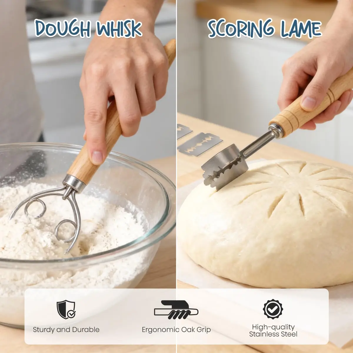 Rorecay Sourdough Starter Kit with Banneton Bread Proofing Baskets | Artisan Bread Tools for Beginners - view 4