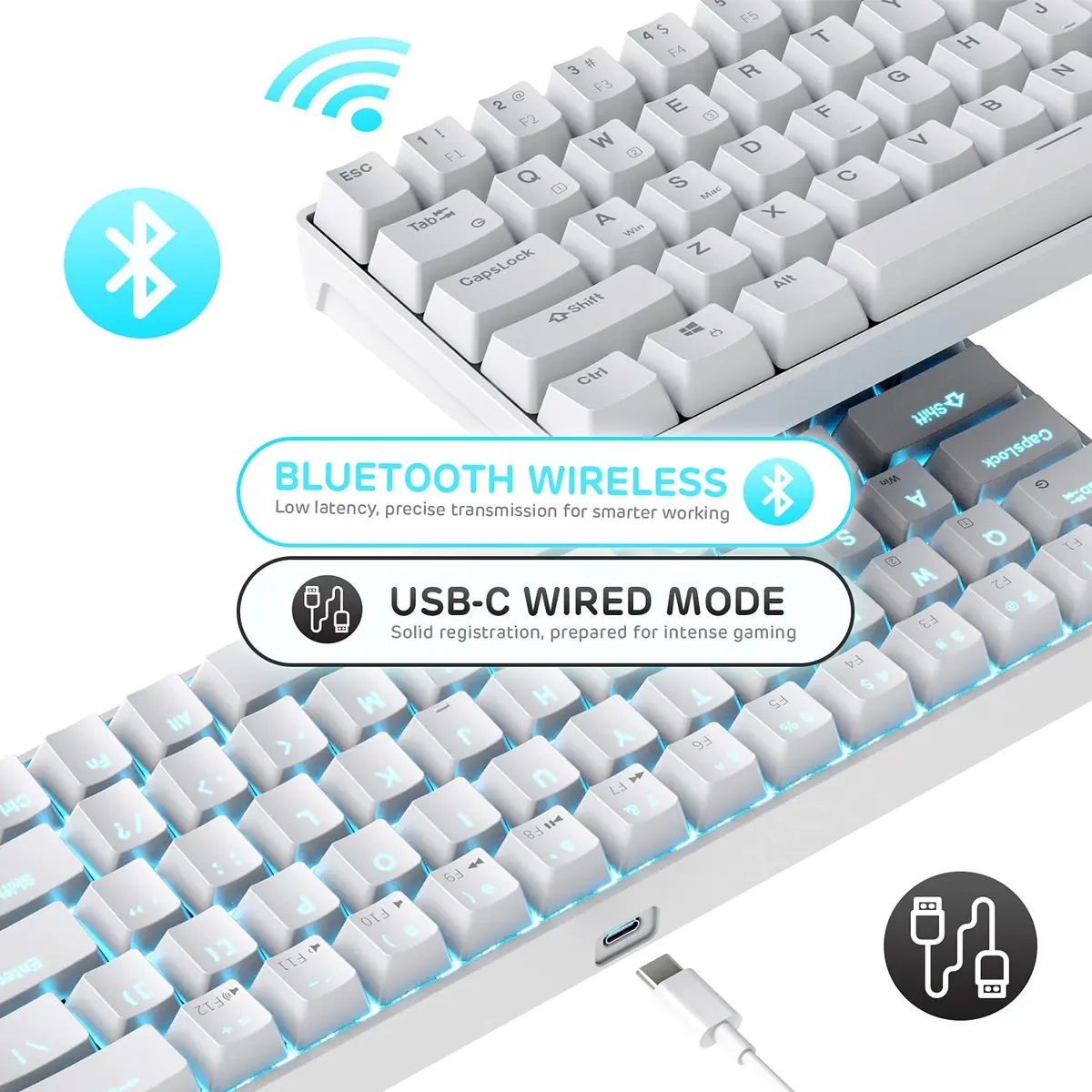 RK ROYAL KLUDGE RK68 Wireless Mechanical Keyboard 65% Compact BT5.0 Brown Switch | Gaming & Productivity - view 3