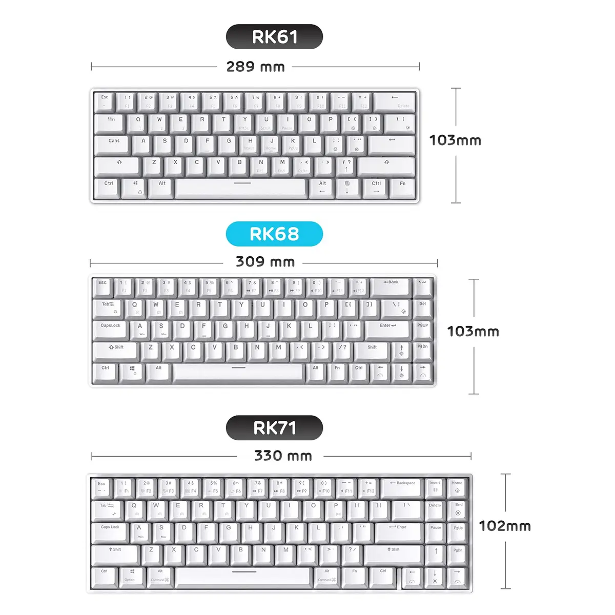 RK ROYAL KLUDGE RK68 Wireless Mechanical Keyboard 65% Compact RGB | Hot Swappable Red Switch - view 6