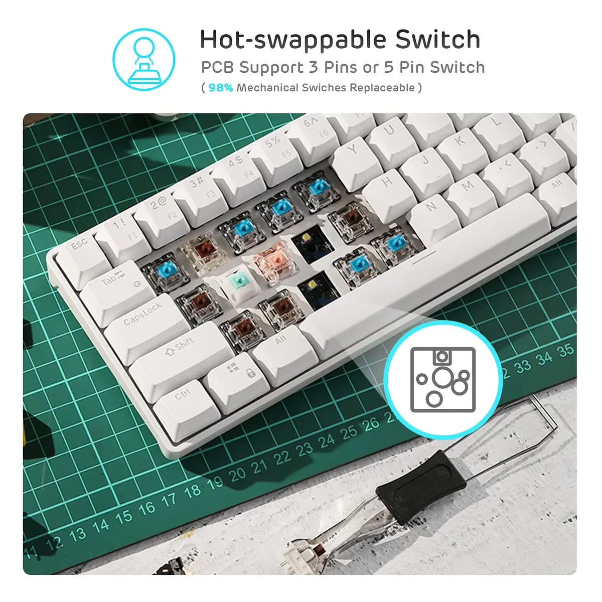 RK ROYAL KLUDGE RK68 Wireless Mechanical Keyboard 65% Compact RGB | Hot Swappable Red Switch - view 3