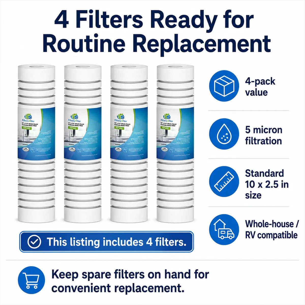 CFS Grooved Sediment Water Filters 5 Micron | Compatible Replacement for AP110 & AO-WH-PREV-R2 - view 6