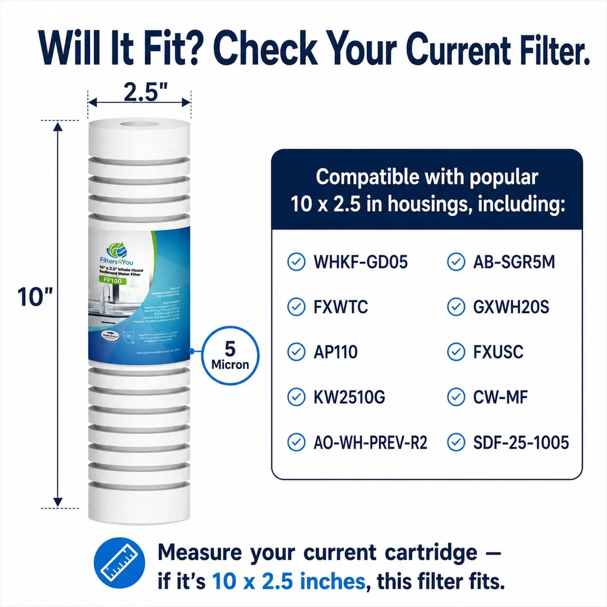CFS Grooved Sediment Water Filters 5 Micron | Compatible Replacement for AP110 & AO-WH-PREV-R2 - view 3
