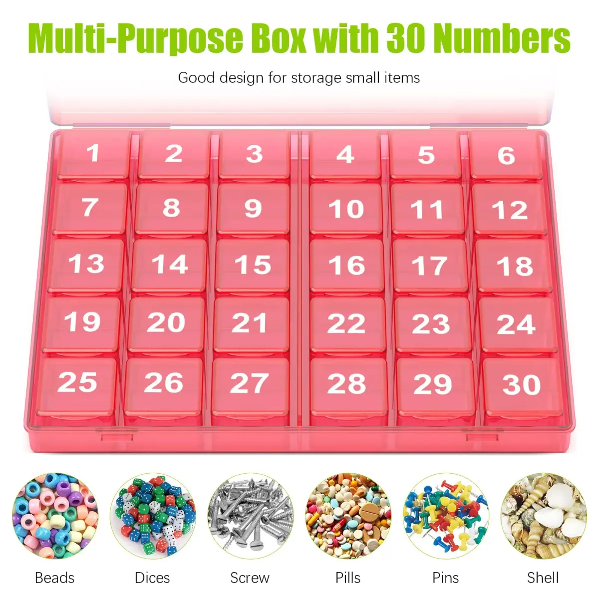 DOHIMGIO 30-Day Pill Organizer Box with 30 Removable Daily Cases | Easy Open, Large Compartments, Portable for Travel - view 5