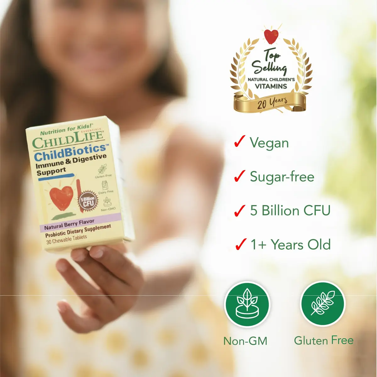 ChildLife Essentials Childbiotics Immune & Digestive Support, 30 Tablets | Clinically Proven Probiotics for Kids - view 4