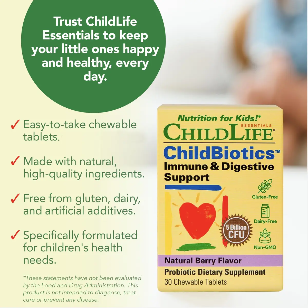 ChildLife Essentials Childbiotics Immune & Digestive Support, 30 Tablets | Clinically Proven Probiotics for Kids - view 6