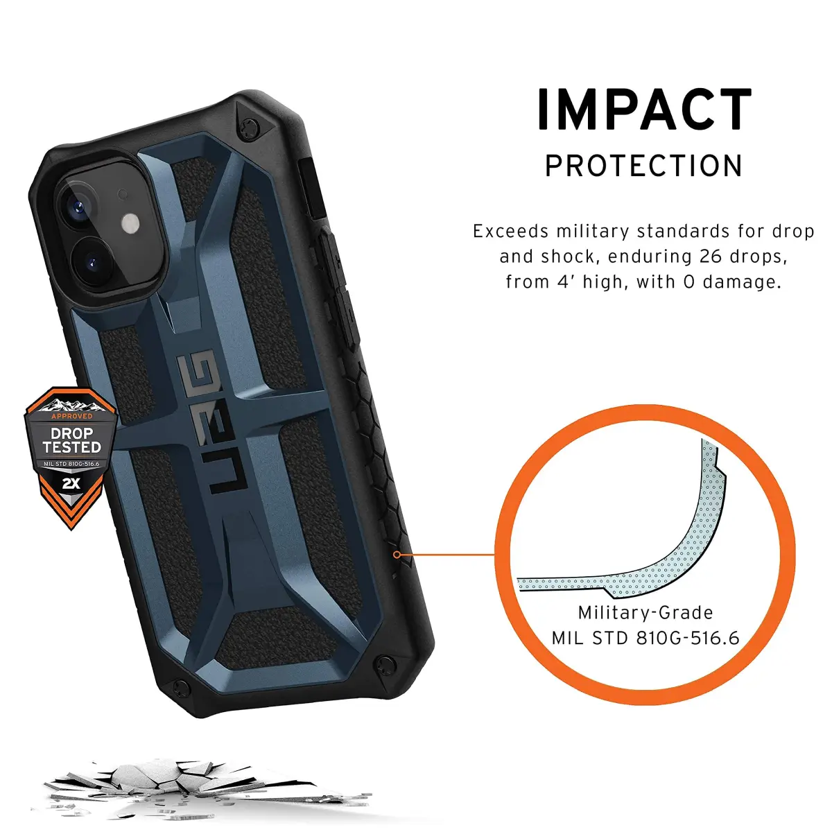 URBAN ARMOR GEAR Monarch Case for iPhone 12 Mini 5.4-inch | 5-Layer Military Drop Tested Protection - view 3