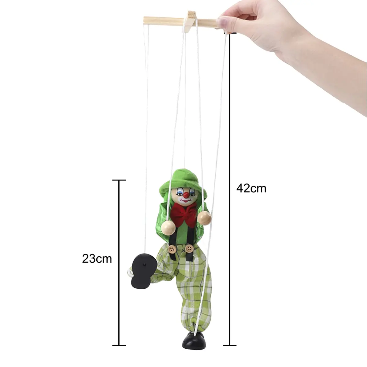 MioCloth Wooden Clown Marionette Puppet 10inch | Vintage Decor & Family Play - view 2