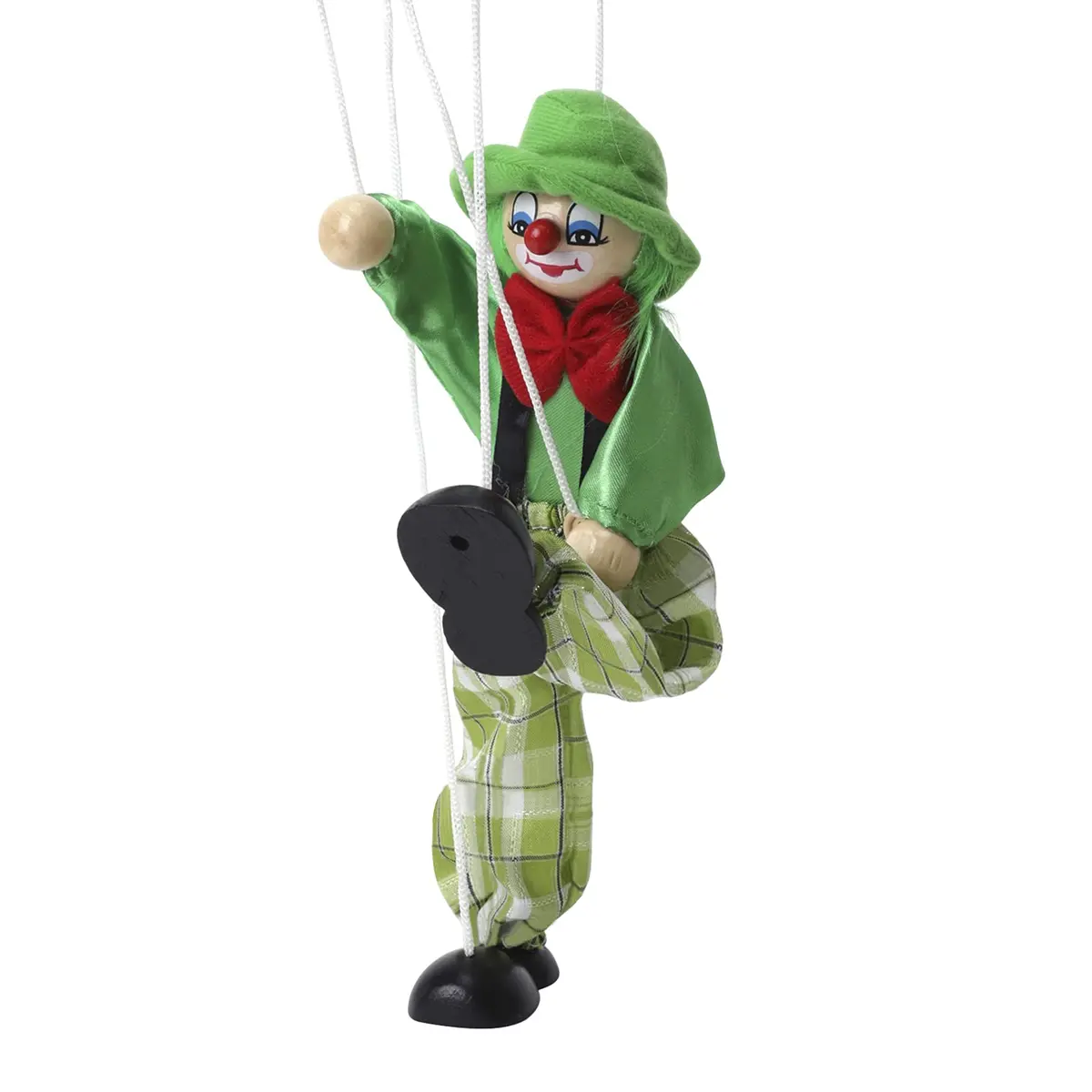 MioCloth Wooden Clown Marionette Puppet 10inch | Vintage Decor & Family Play - view 3
