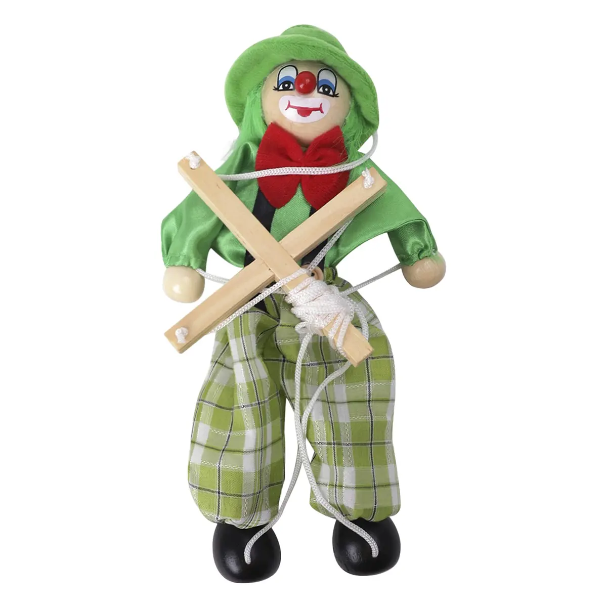 MioCloth Wooden Clown Marionette Puppet 10inch | Vintage Decor & Family Play - view 4